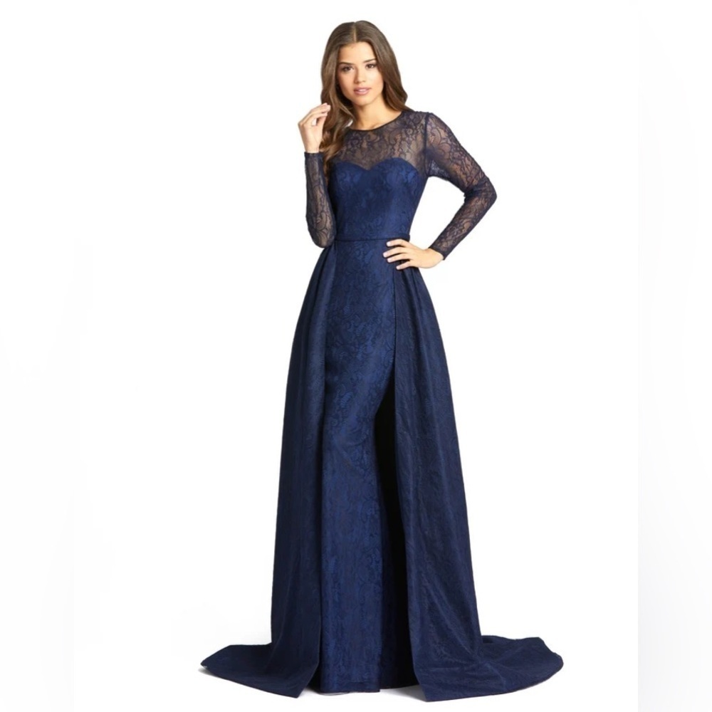 Mac Duggal 12356 Long-sleeve Lace Gown NWT